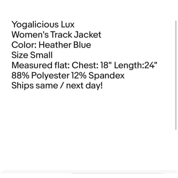 Yogalicious LUX Jacket Womens L Full Zip Long Sleeve Thumbholes Heather blue - Picture 8 of 8